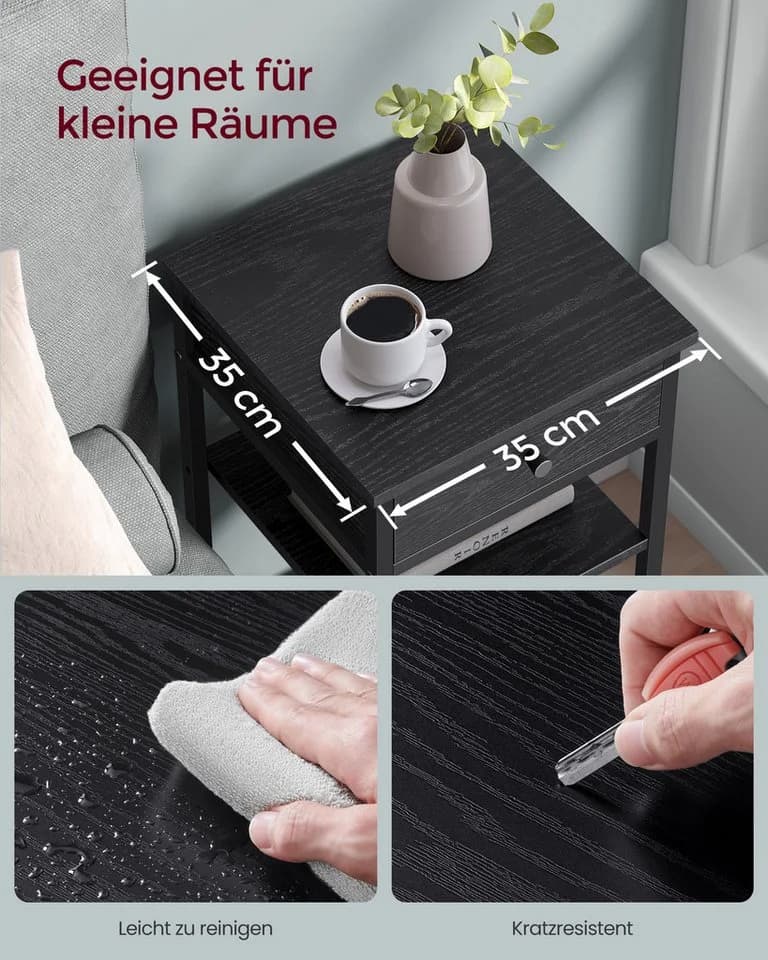 VASAGLE Nachttisch 1-St. mit Schublade und 2 Ablagen, 70 cm - Bild 3