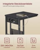 VASAGLE Beistelltisch mit Steckdose, für kleine Räume, 2 USB-Anschlüsse, 30 x 40 x 62 cm Bild 4