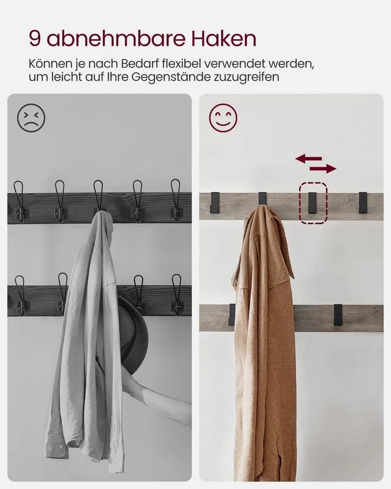 VASAGLE Garderobenständer mit Sitzfläche und 2 Gitterablagen - Bild 5