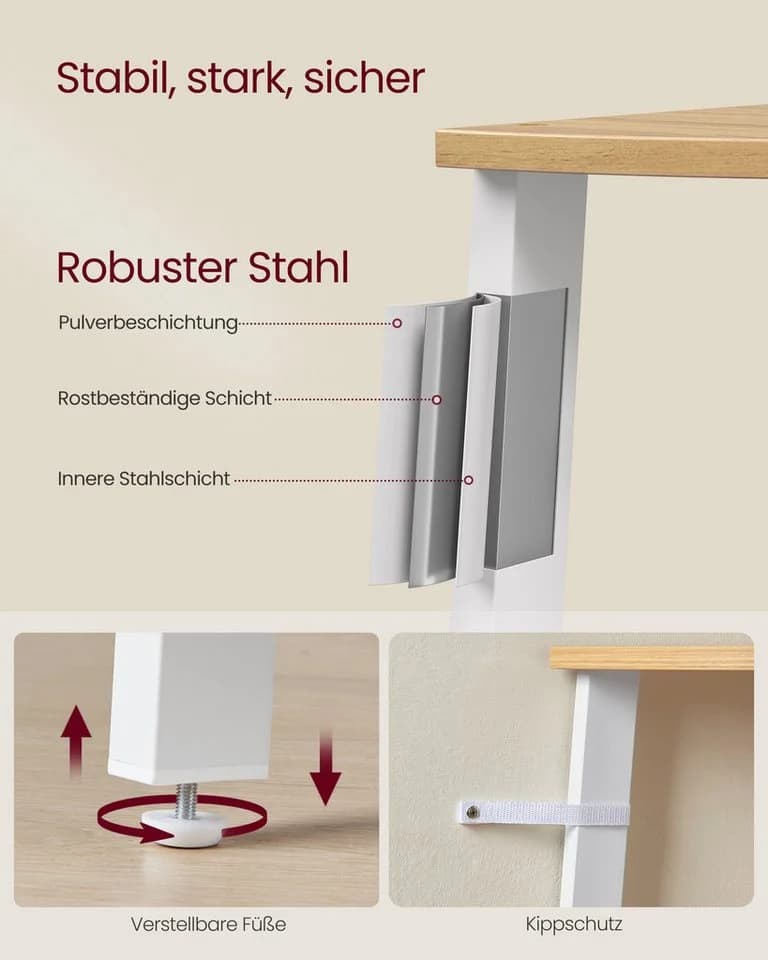 VASAGLE Eckregal Bücherregal 4/5 Ebenen Stahlrahmen 125/159cm - Bild 4