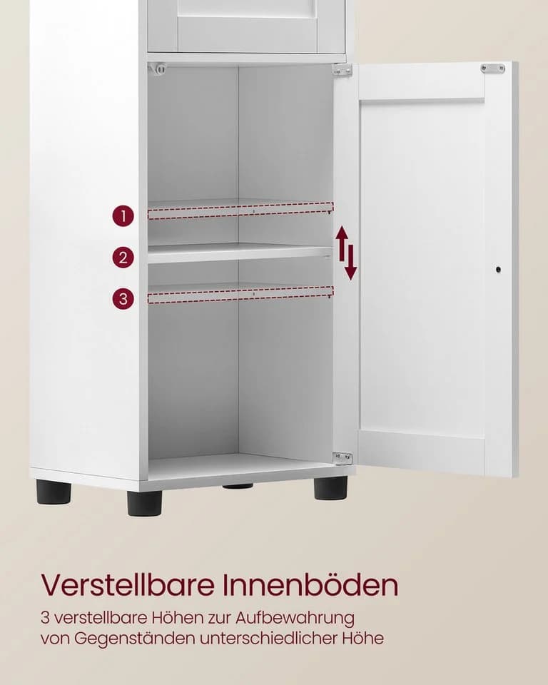 VASAGLE Badkommode Badezimmerschrank Hochschrank Ahornweiß Wolkenweiß - Bild 4