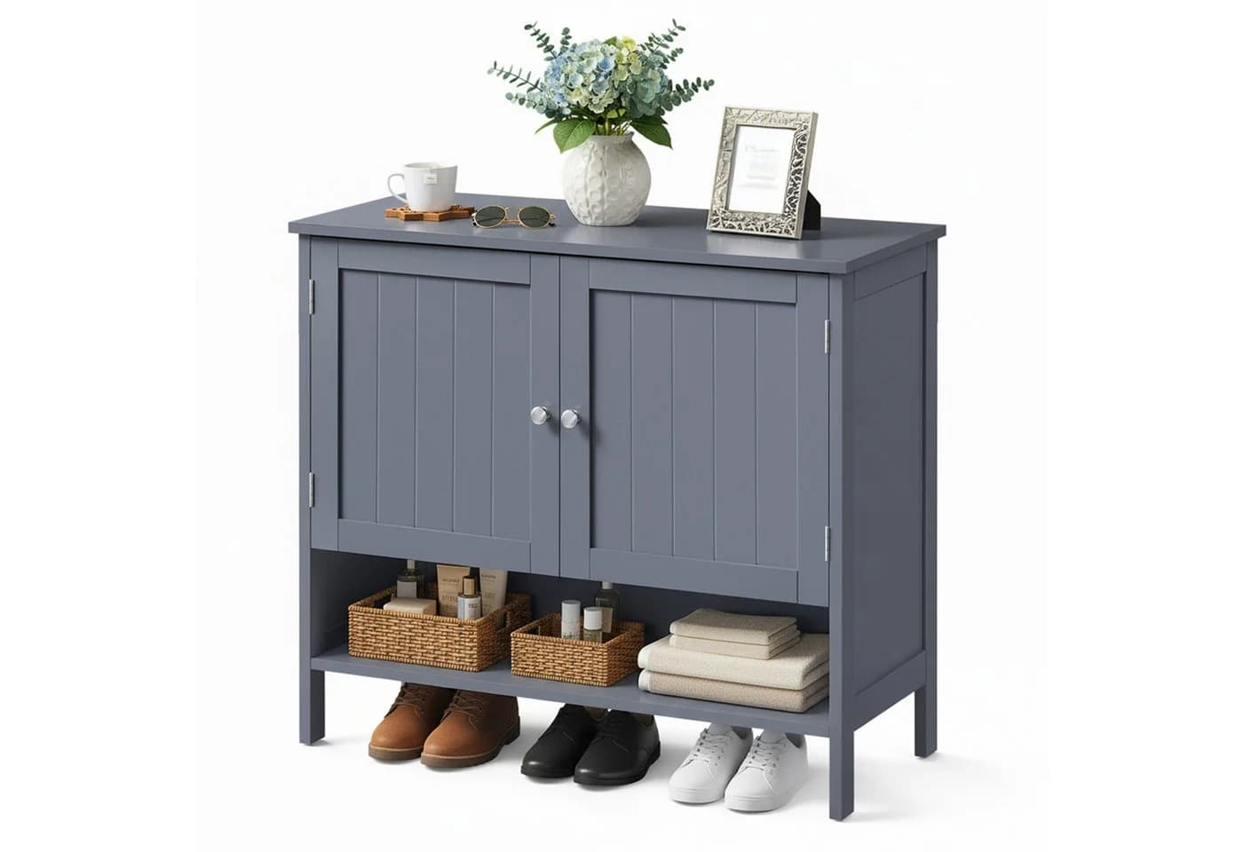 VASAGLE Schuhschrank Landhausstil Grau MDF 35x80x70 cm - Bild 2