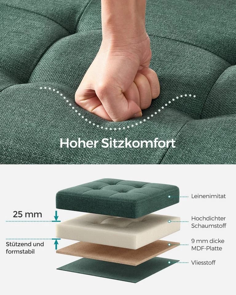 SONGMICS Sitzbank 76/110cm mit Stauraum, klappbare Sitztruhe, Fußbank Pastellrosa - Bild 4