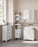 VASAGLE Badmöbel-Set 4er Set 2 Badezimmerschränke 1 Waschbeckenunterschrank 1 Spiegelschrank Weiß Bild 1