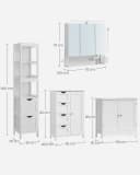 VASAGLE Badmöbel-Set 4er Set 2 Badezimmerschränke 1 Waschbeckenunterschrank 1 Spiegelschrank Weiß Bild 3