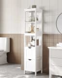 VASAGLE Badmöbel-Set 4er Set 2 Badezimmerschränke 1 Waschbeckenunterschrank 1 Spiegelschrank Weiß Bild 4
