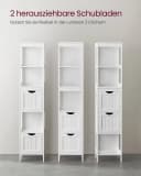 VASAGLE Badmöbel-Set 4er Set 2 Badezimmerschränke 1 Waschbeckenunterschrank 1 Spiegelschrank Weiß Bild 5
