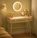 SONGMICS HOME Schminktisch Kosmetiktisch Beige mit Spiegel Beleuchtung 3 Schubladen Bild 2