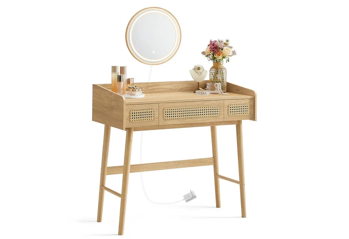 SONGMICS HOME Schminktisch Kosmetiktisch Beige mit Spiegel Beleuchtung 3 Schubladen - Bild 4