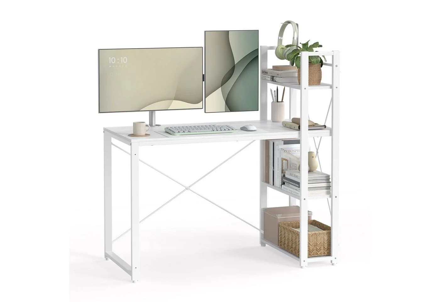 VASAGLE Schreibtisch Computertisch 120 cm mit Regalböden rechts oder links - Bild 2