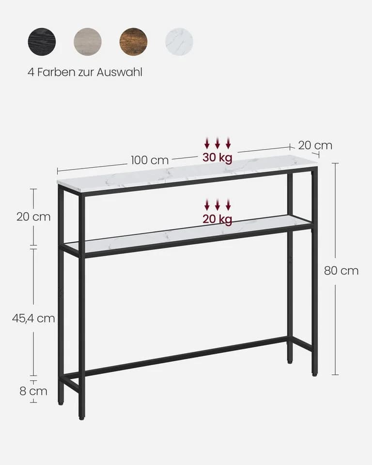 VASAGLE Konsolentisch Schwarz 20 x 100 x 80 cm - Bild 5