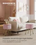 SONGMICS Sitzhocker Schminkhocker Samt 4 Metallbeine Pastellrosa Bild 3
