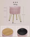 SONGMICS Sitzhocker Schminkhocker Samt 4 Metallbeine Pastellrosa Bild 5