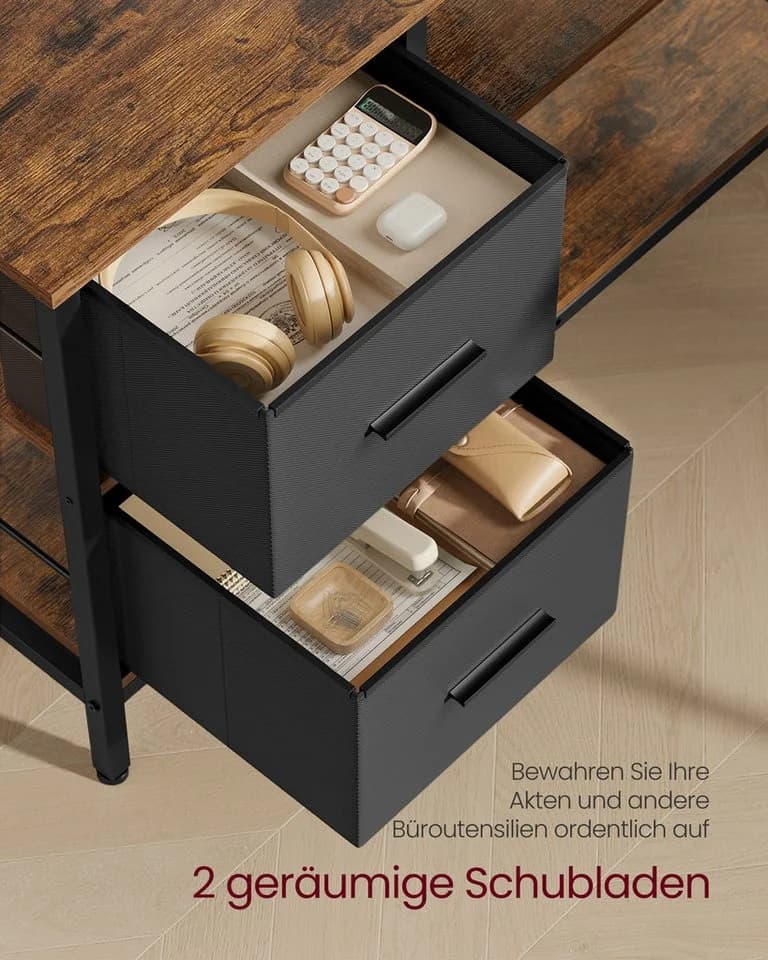 VASAGLE Eckschreibtisch L-Form mit verstellbarer Ablage und Monitorständer, 115/135 cm - Bild 3