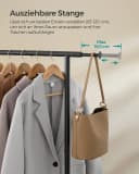 SONGMICS Kleiderständer auf Rollen ausziehbar 40 x (83-120) x 156 cm bis 45 kg Tintenschwarz Bild 3
