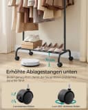 SONGMICS Kleiderständer auf Rollen ausziehbar 40 x (83-120) x 156 cm bis 45 kg Tintenschwarz Bild 5