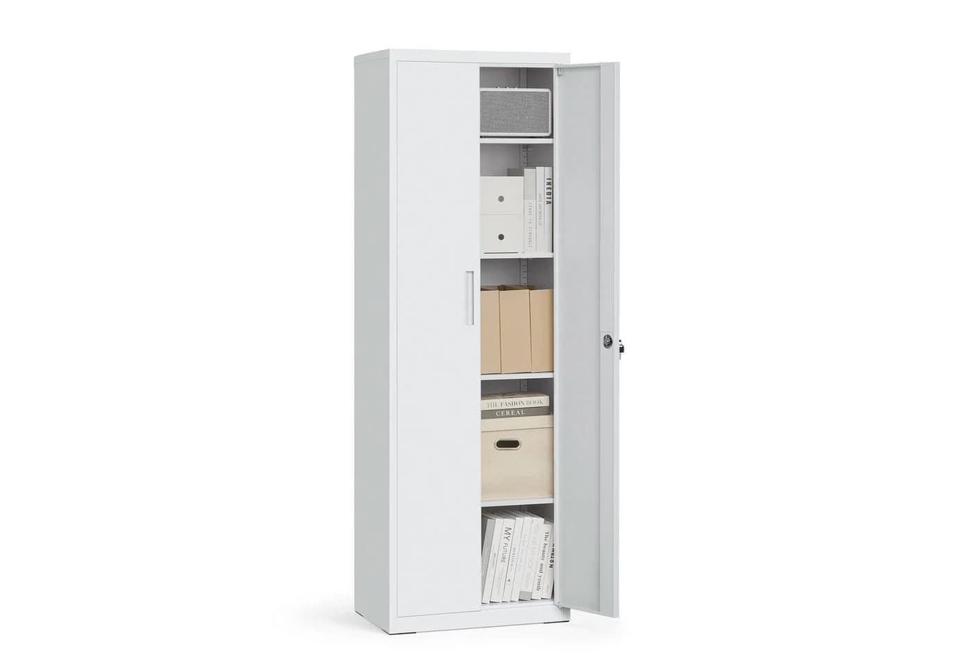 SONGMICS Aktenschrank Mehrzweckschrank Stahl-Aufbewahrungsschrank 5 Ebenen Doppeltüren Schloss Werkzeugschrank verstellbare Ablagen - Bild 2