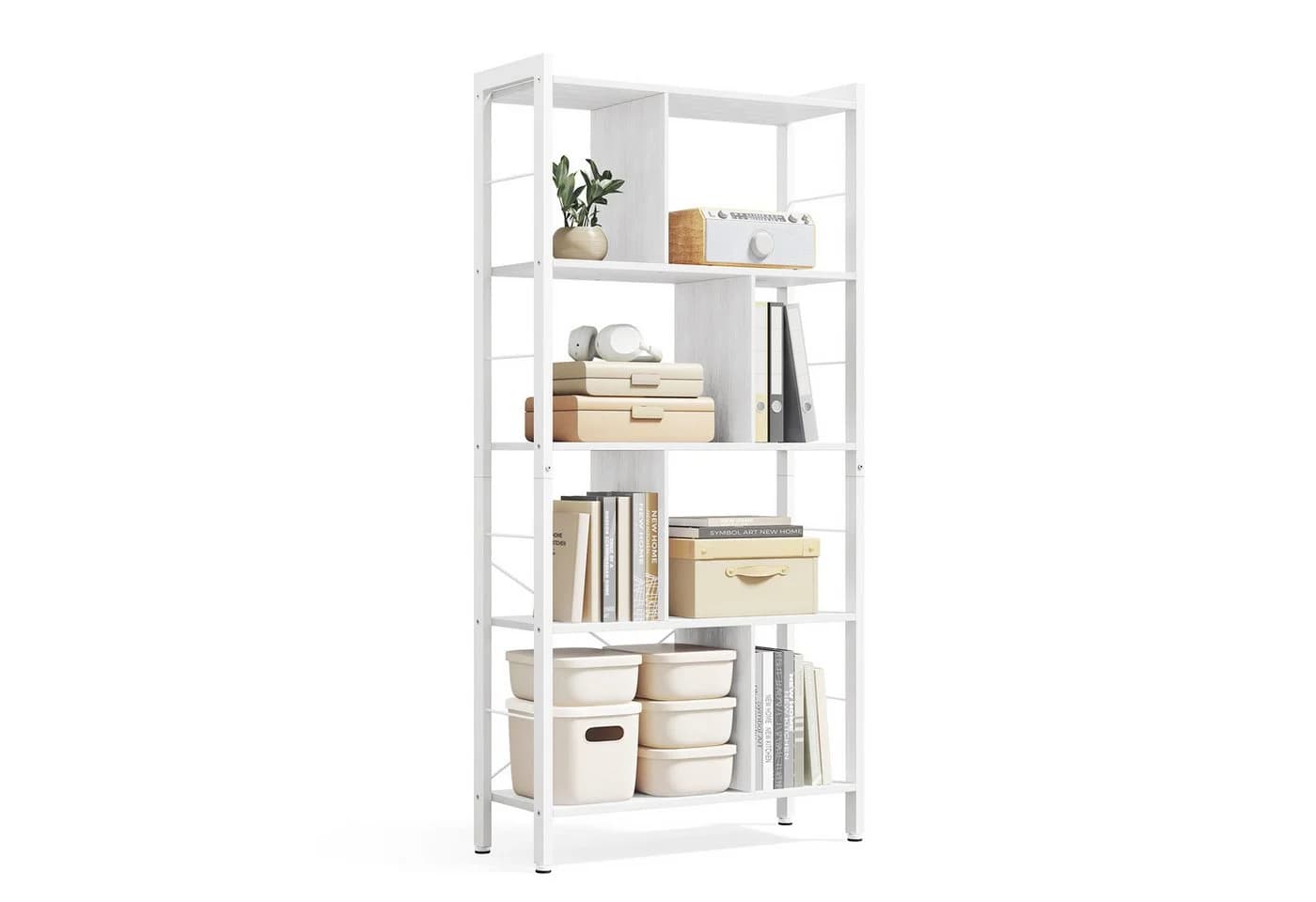 VASAGLE Bücherregal Standregal Weiß Metallgestell - Bild 2