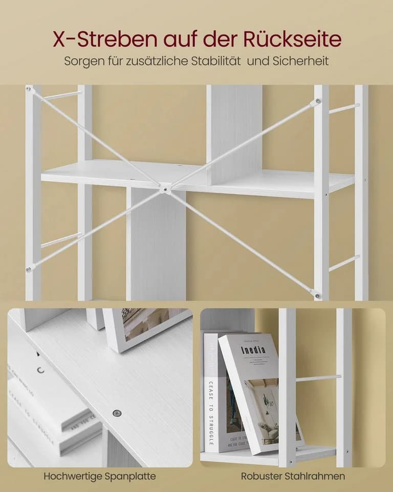 VASAGLE Bücherregal Standregal Weiß Metallgestell - Bild 5