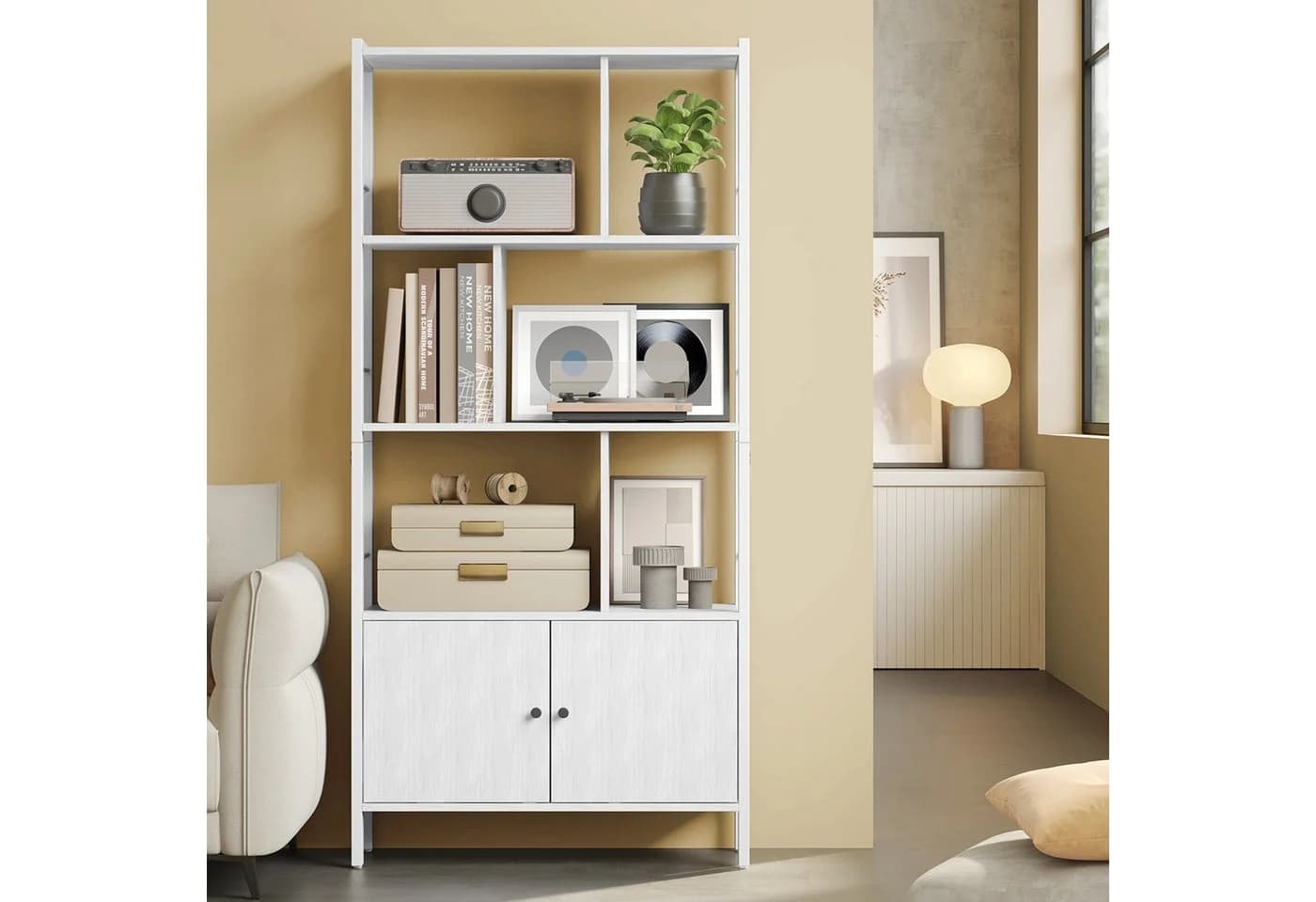 VASAGLE Bücherregal, Standregal, Bücherschrank mit 4 offenen Regalebenen Ahornweiß-Wolkenweiß - Bild 2
