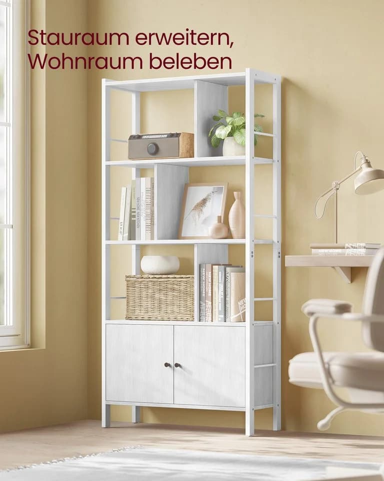 VASAGLE Bücherregal, Standregal, Bücherschrank mit 4 offenen Regalebenen Ahornweiß-Wolkenweiß - Bild 3