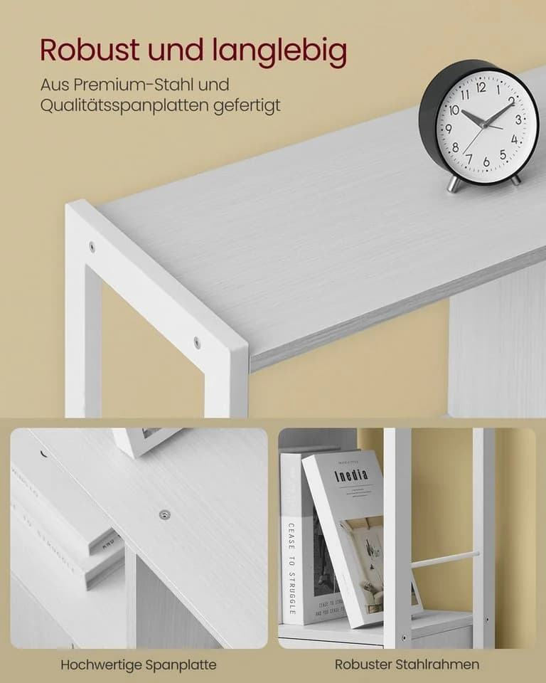 VASAGLE Bücherregal, Standregal, Bücherschrank mit 4 offenen Regalebenen Ahornweiß-Wolkenweiß - Bild 5