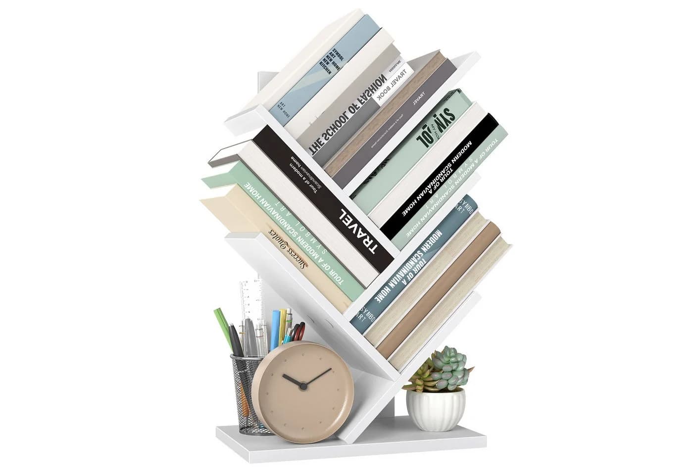 VASAGLE Bücherregal Baumform Standregal 5 Ebenen Eckregal Wolkenweiß - Bild 2