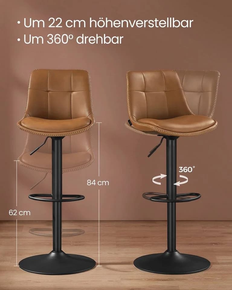 VASAGLE Barhocker Set 4 St. höhenverstellbar drehbar - Bild 4