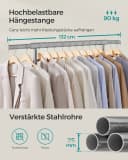 SONGMICS Kleiderständer auf Rollen, bis 90 kg belastbar, Taubengrau Bild 4