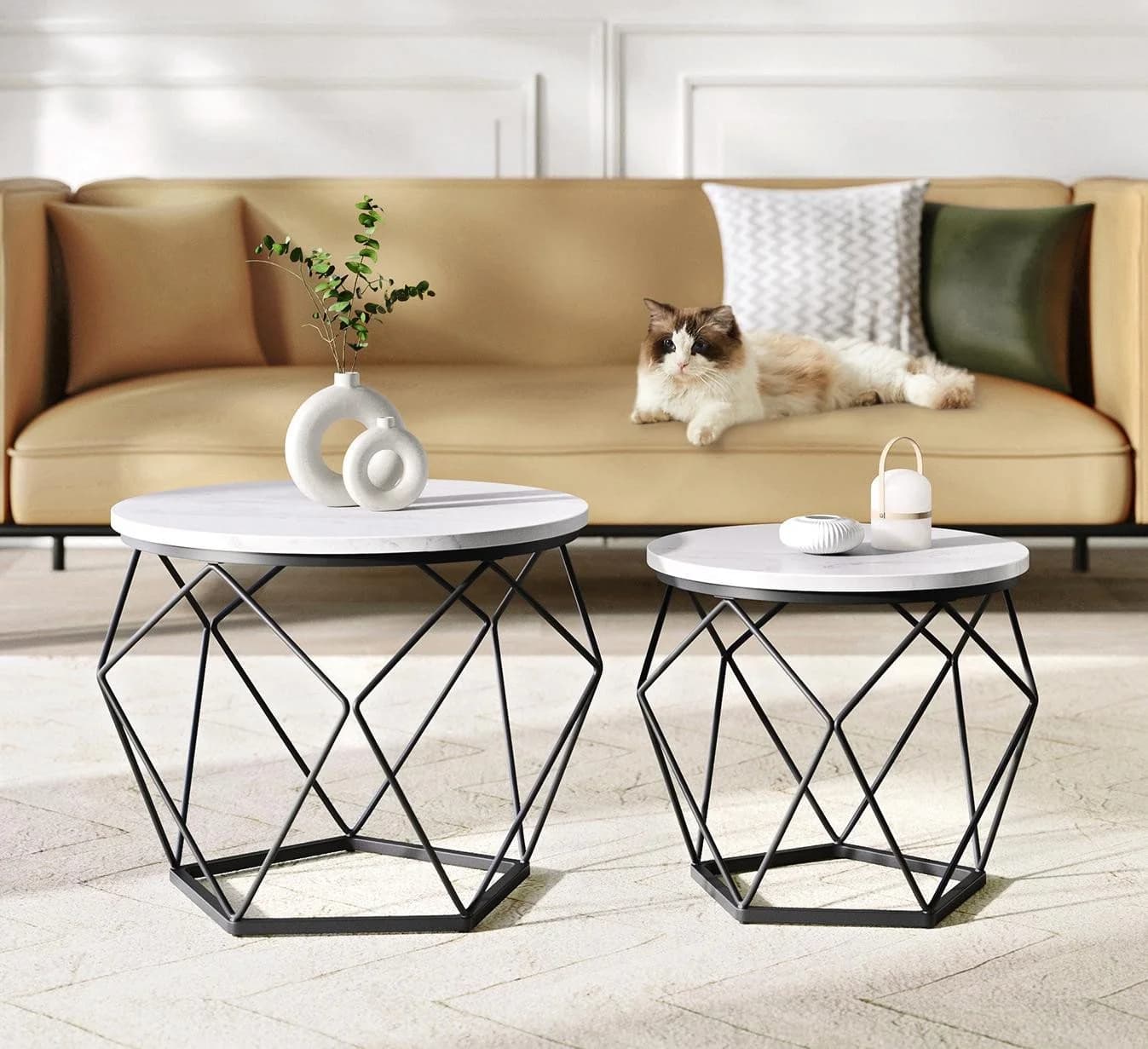VASAGLE Couchtisch-Set 2er Set Beistelltisch Abnehmbare Tischplatte 60x45cm+50x40cm - Bild 2