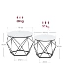 VASAGLE Couchtisch-Set 2er Set Beistelltisch Abnehmbare Tischplatte 60x45cm+50x40cm Bild 3