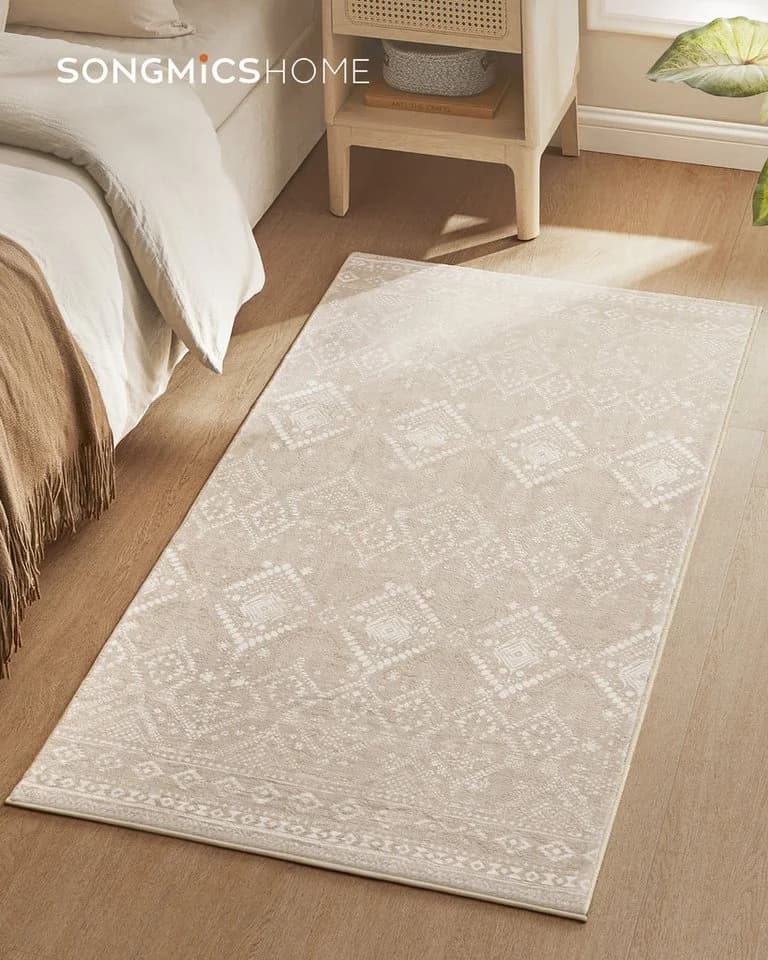SONGMICS HOME Wohnzimmerteppich 150x80 cm Kurzflor Cappuccinobeige - Bild 3