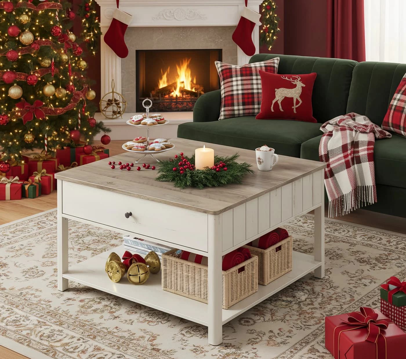 VASAGLE Couchtisch Küstenlook 80x80x45 cm
