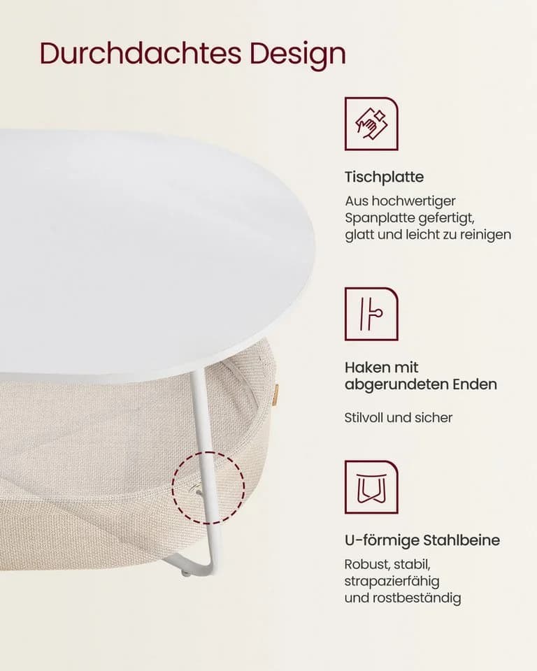 Moderner Couchtisch, Beistelltisch, Wohnzimmertisch aus Spanplatte und Stahl - Bild 3