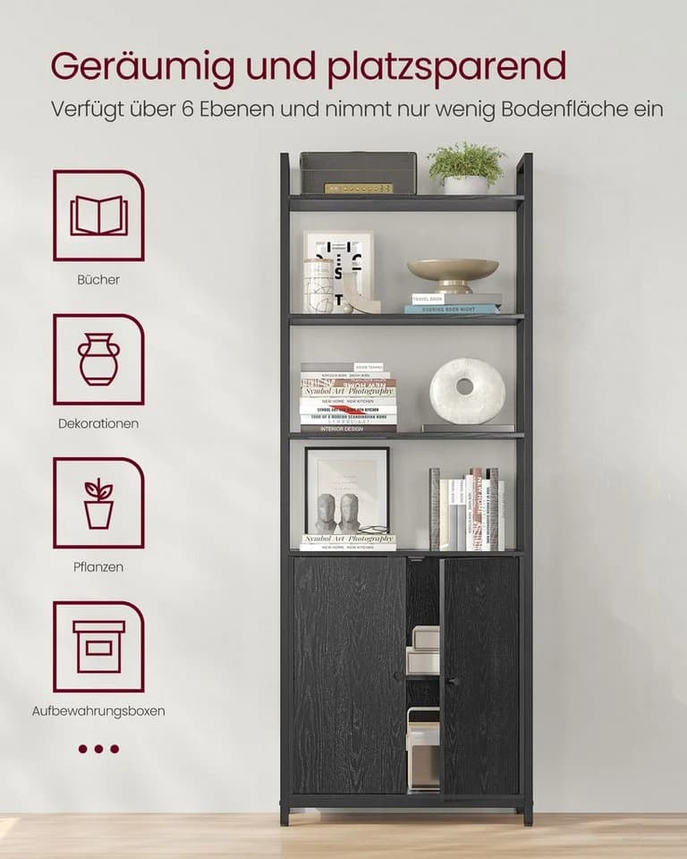 VASAGLE Bücherregal 6 Ebenen Ebenholzschwarz - Bild 3