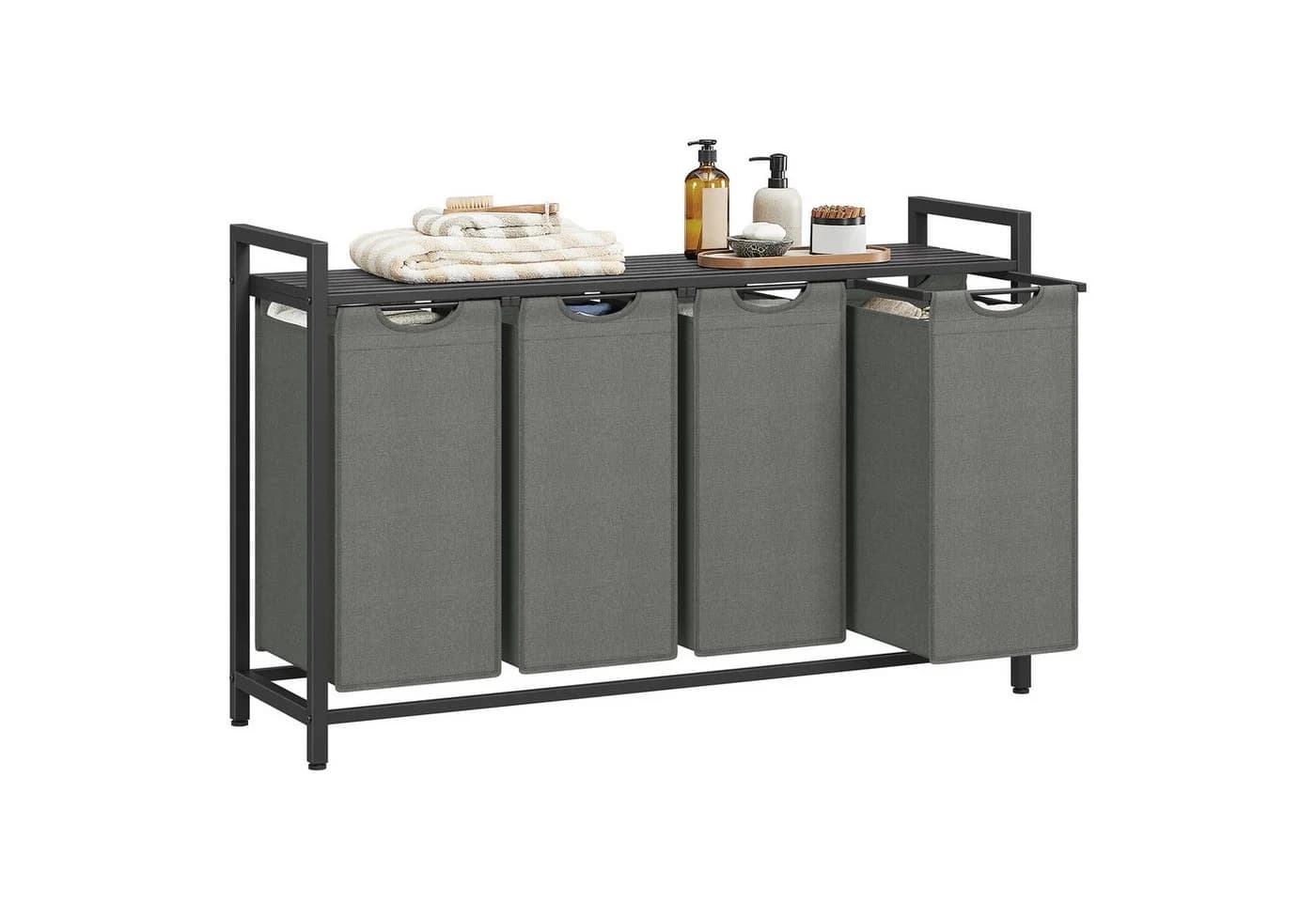 VASAGLE Wäschekorb 4 Fächer mit Ablage ausziehbar abnehmbar 4/5 x 40 L - Bild 2