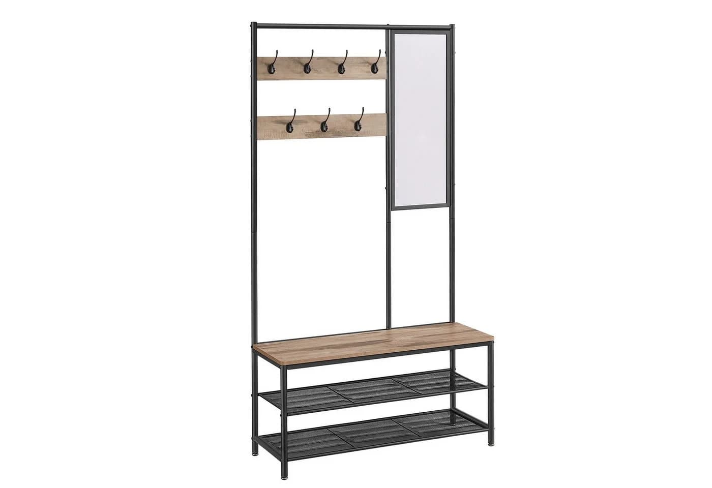 VASAGLE Garderobenständer mit 7 Haken, Spiegel, 35 x 98 x 180 cm - Bild 3