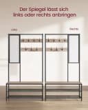 VASAGLE Garderobenständer mit 7 Haken, Spiegel, 35 x 98 x 180 cm Bild 4