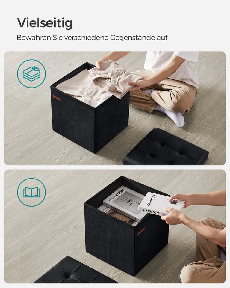 SONGMICS Sitzhocker Sitzbank Aufbewahrungsbox mit Deckel, bis 300 kg belastbar - Bild 5