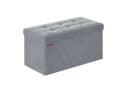 SONGMICS Sitzhocker Aufbewahrungshocker Samtige Klappbare Sitztruhe 76 cm Schwarz/Grau Bild 2