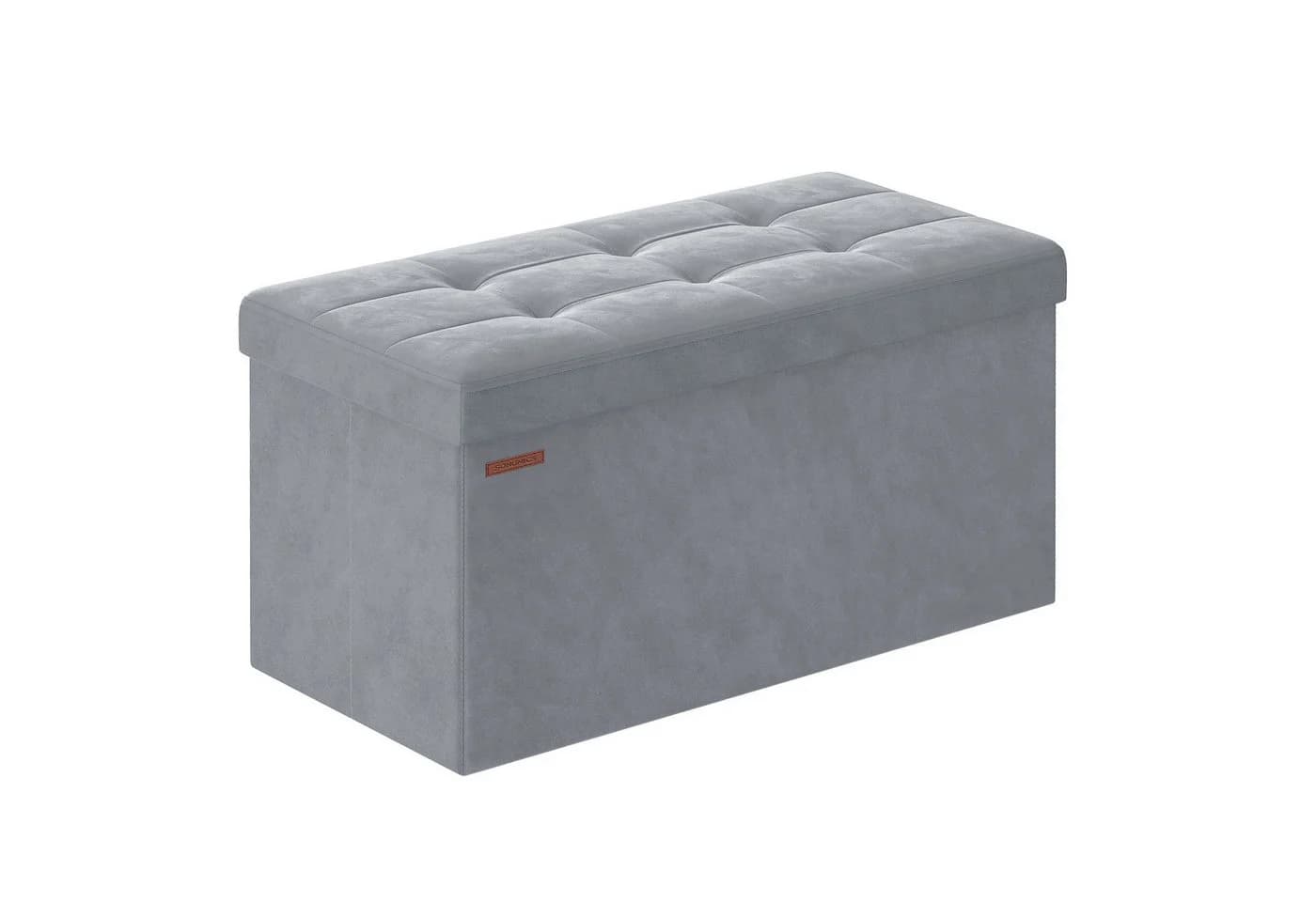 SONGMICS Sitzhocker Aufbewahrungshocker Samtige Klappbare Sitztruhe 76 cm Schwarz/Grau - Bild 2