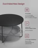 VASAGLE Couchtisch Beistelltisch Rund Wohnzimmertisch Stoffkorb Schwarz/Grau Bild 3
