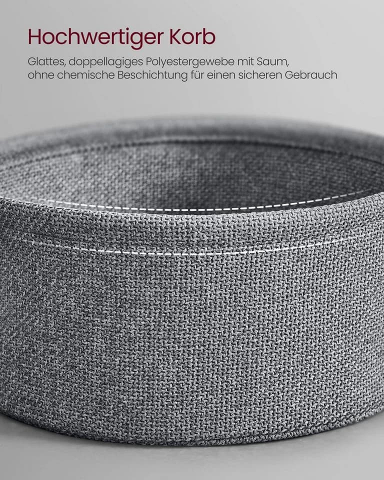 VASAGLE Couchtisch Beistelltisch Rund Wohnzimmertisch Stoffkorb Schwarz/Grau - Bild 4