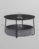 VASAGLE Couchtisch Beistelltisch Rund Wohnzimmertisch Stoffkorb Schwarz/Grau Bild 5