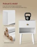 VASAGLE Nachttisch 2-St Schneeweiß Beistelltisch mit Schublade Bild 4