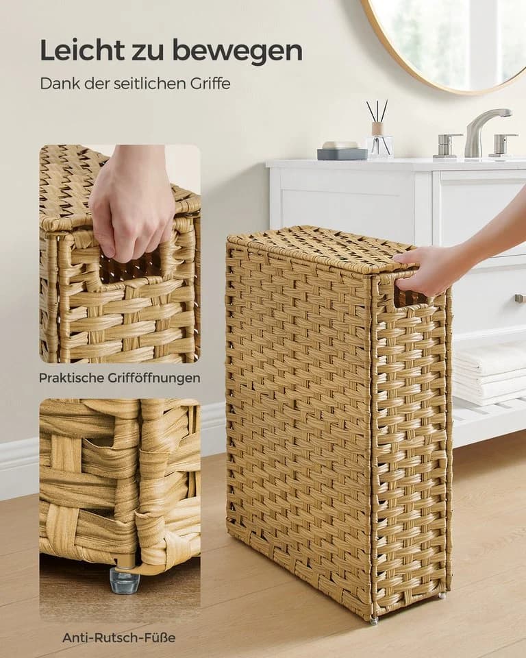 SONGMICS Wäschekorb schmal 55 L Pastellgelb Stahlrahmen - Bild 4