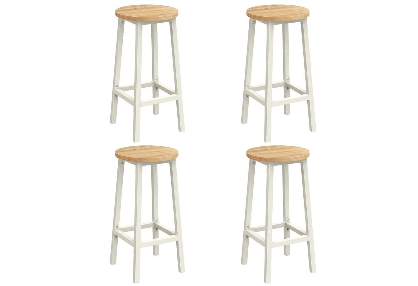 VASAGLE Barhocker 2er Set 65/74 cm Eichenbeige-Weiß Holzspanplatte Stahl - Bild 2