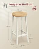 VASAGLE Barhocker 2er Set 65/74 cm Eichenbeige-Weiß Holzspanplatte Stahl Bild 3
