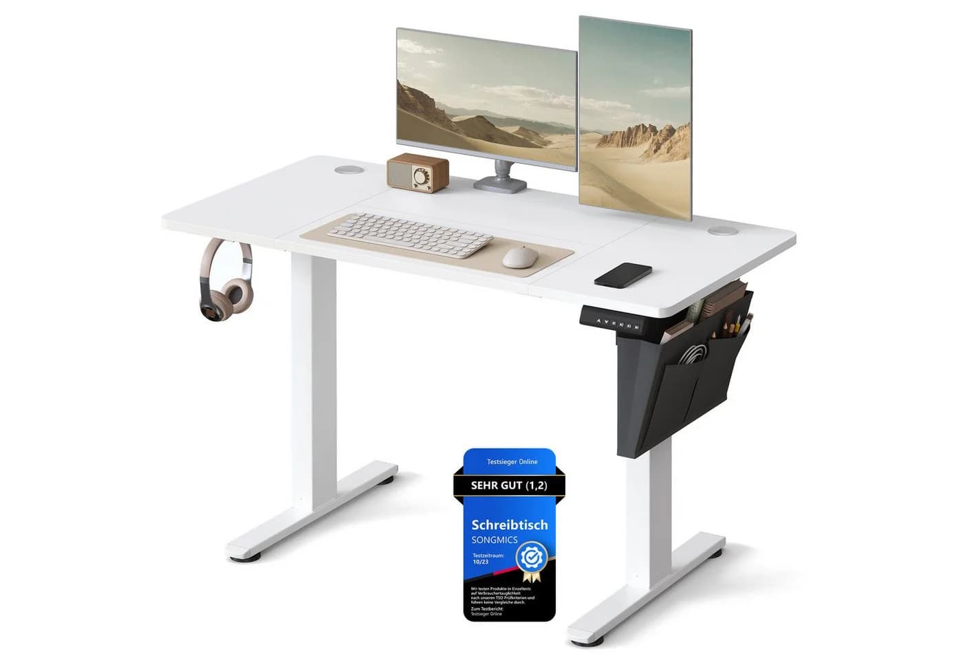 SONGMICS Höhenverstellbarer Schreibtisch Elektrisch 120x60 cm USB-C Memory-Funktion - Bild 2