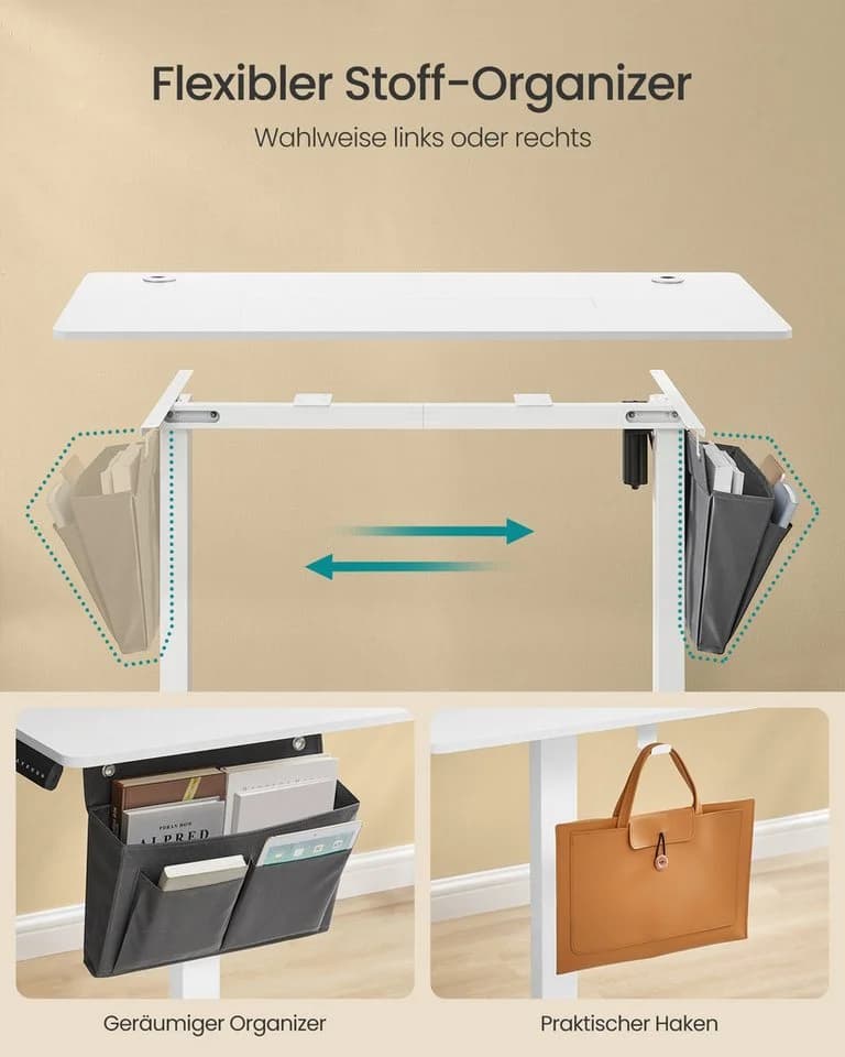 SONGMICS Höhenverstellbarer Schreibtisch Elektrisch 120x60 cm USB-C Memory-Funktion - Bild 4